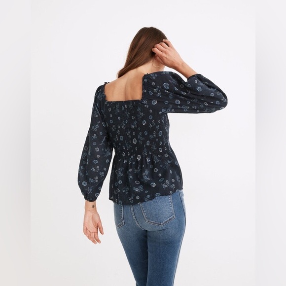 Madewell Lucie Smocked Peplum Top in Cottage Floral - Picture 3 of 8
